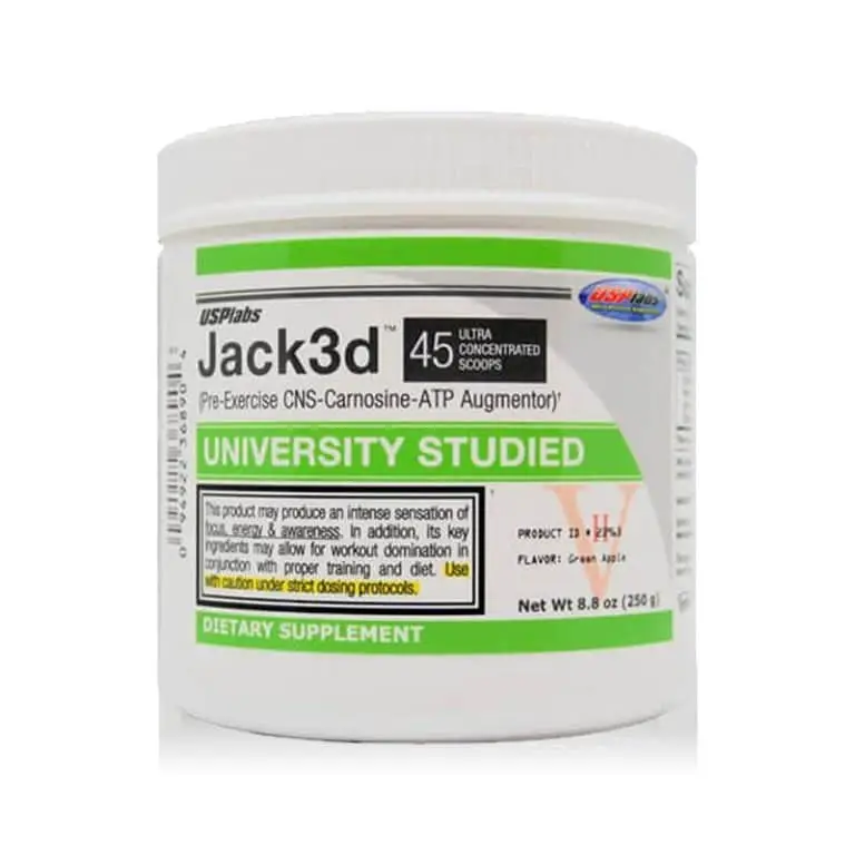Jack3D HCl Pre Workout USP Labs Green Apple USP Labs
