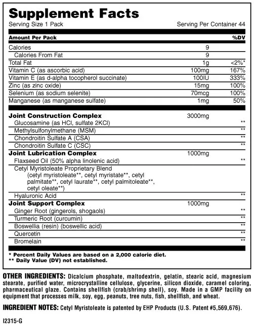 Animal Flex Universal Nutrition Facts