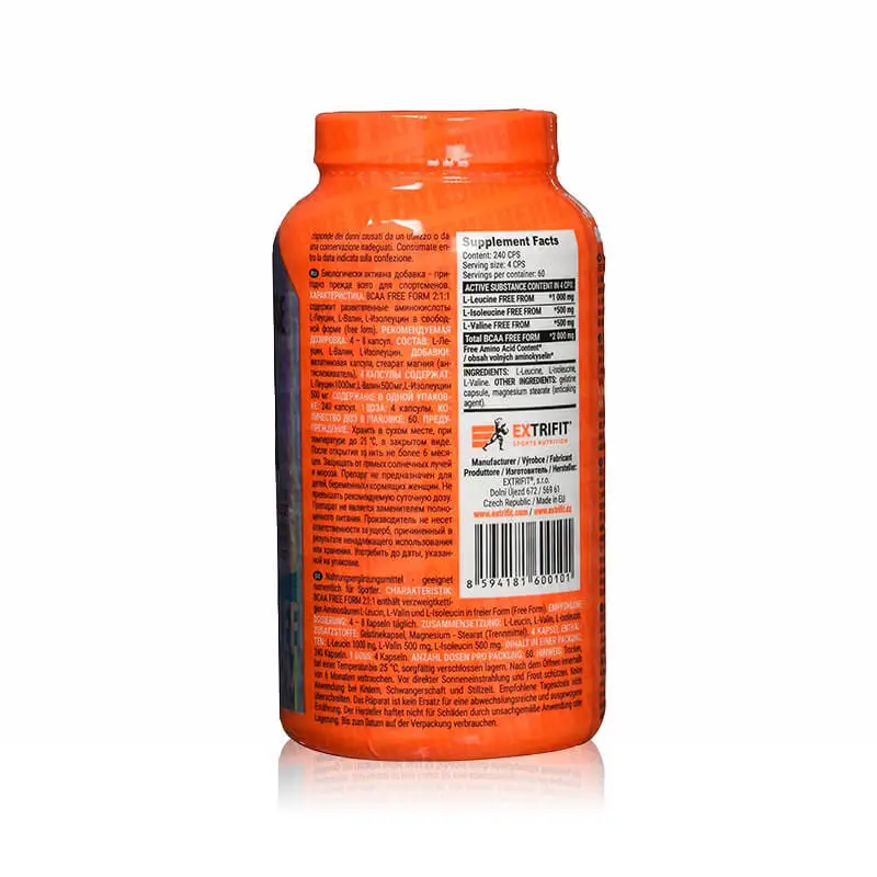 Extrifit BCAA 2000 mg 2:1:1 240 cápsulas hechos