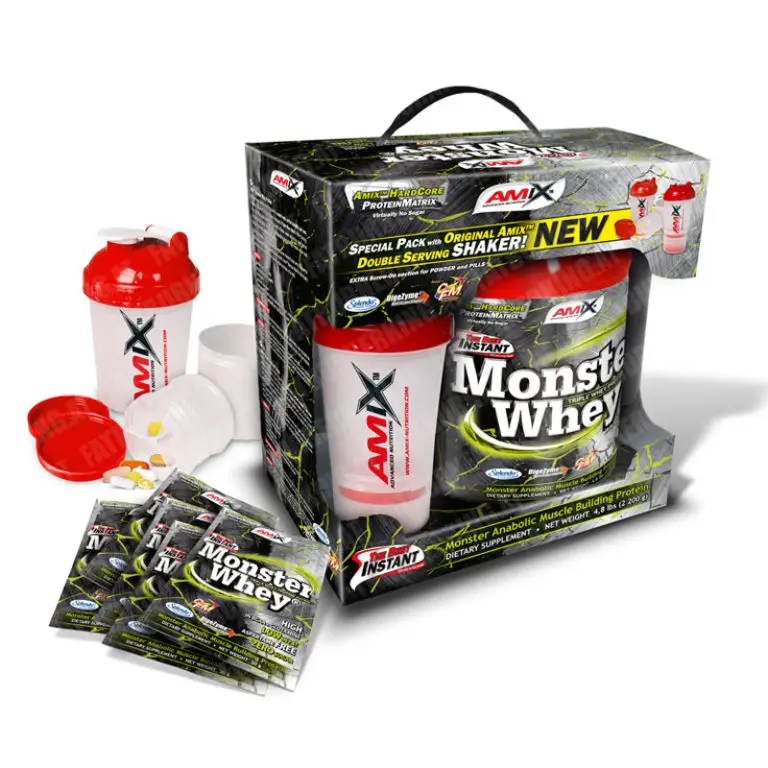 Amix Anabolic Monster Whey 2000 g *SPECIAL PACK* with original Double Serving SHAKER + 6 x 33g free samples